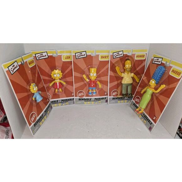 NJ CROCE Simpsons Bart And Family Bendable POSEABLE Toy Figure - New ON CARD - Picture 2 of 8